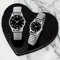 Black Arabic Numeral Couple Watch Set Elastic Band Quartz Watches For Men And Women 0