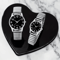 Black Arabic Numeral Couple Watch Set Elastic Band Quartz Watches For Men And Women 0