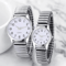 Black Arabic Numeral Couple Watch Set Elastic Band Quartz Watches For Men And Women 5