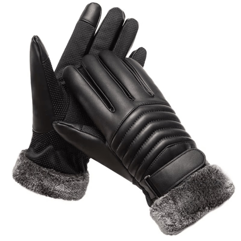 Mens Winter Touchscreen Gloves PU Leather Insulated Cycling And Motorcycle Gloves 1