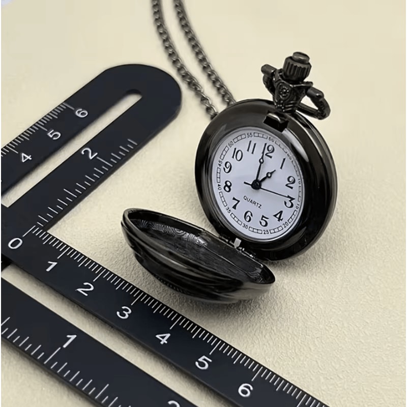 Gothic Raven Pocket Watch Necklace Quartz Vintage Black Alloy Pendant Watch 3