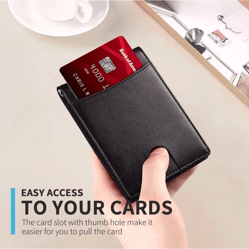 Slim RFID Blocking Mens Wallet Leather Money Clip Minimalist Front Pocket Card Holder 1