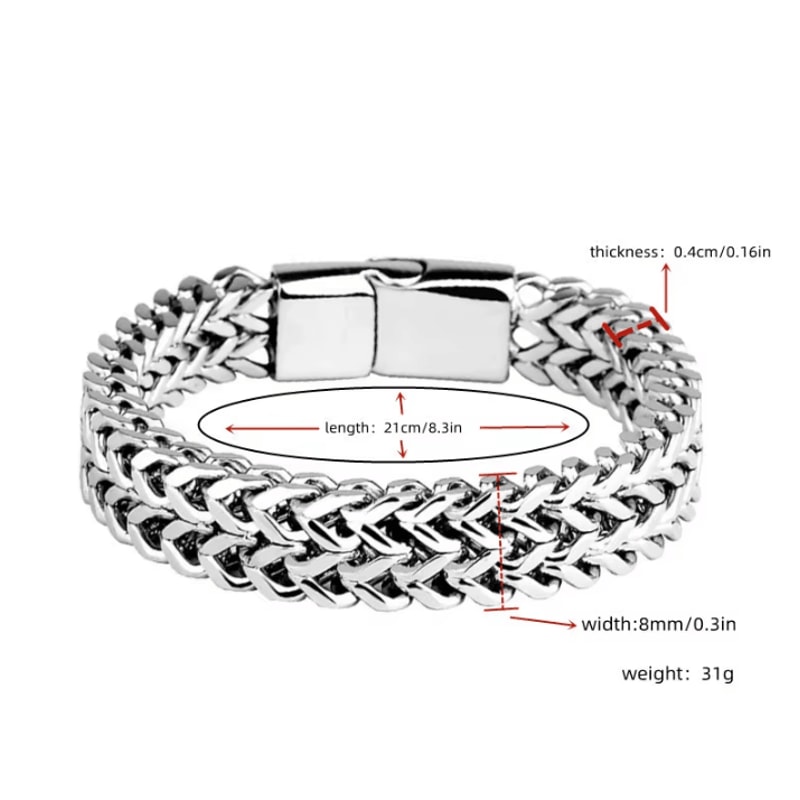 Stainless Steel Braided Bracelet Double Row Fish Scale Magnetic Buckle Mens Jewelry 3