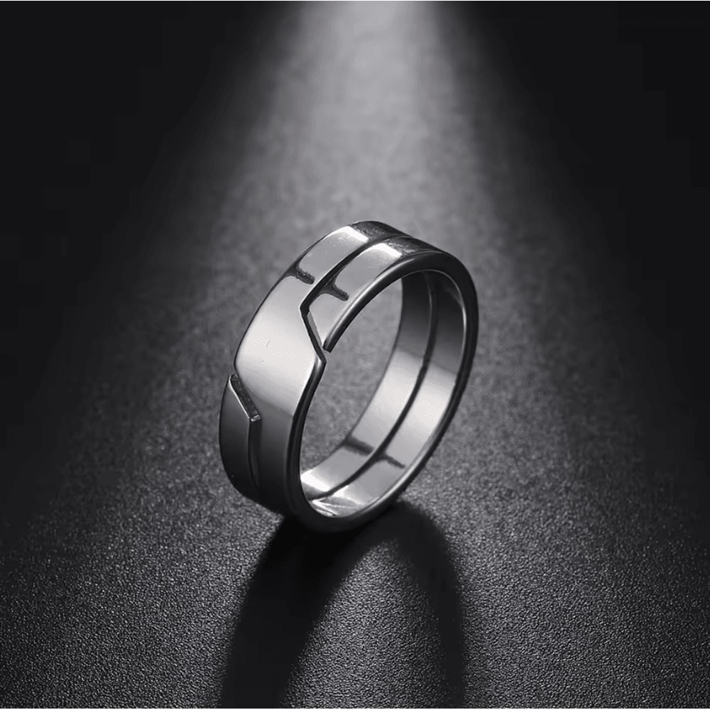 Simple Stainless Steel Couple Rings Matching Minimalist Engagement Anniversary Band Set 0
