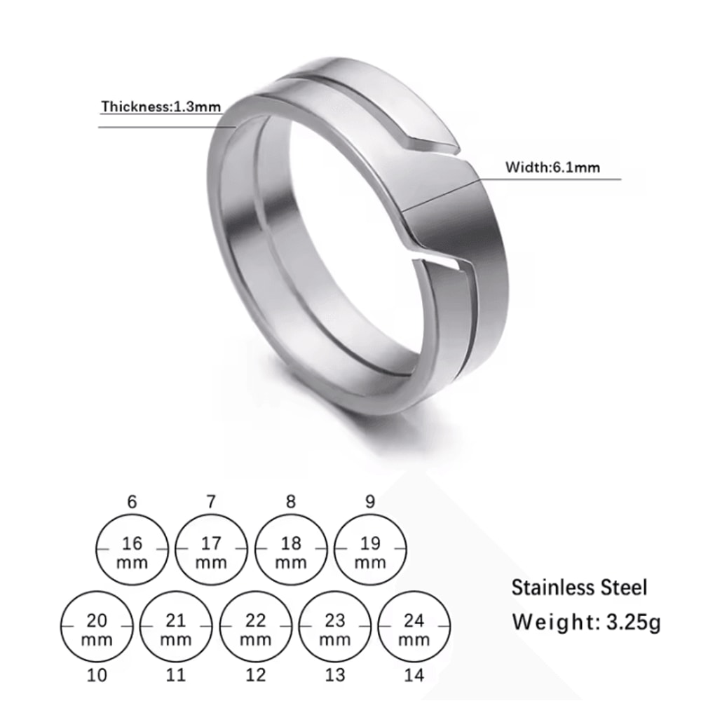 Simple Stainless Steel Couple Rings Matching Minimalist Engagement Anniversary Band Set 5