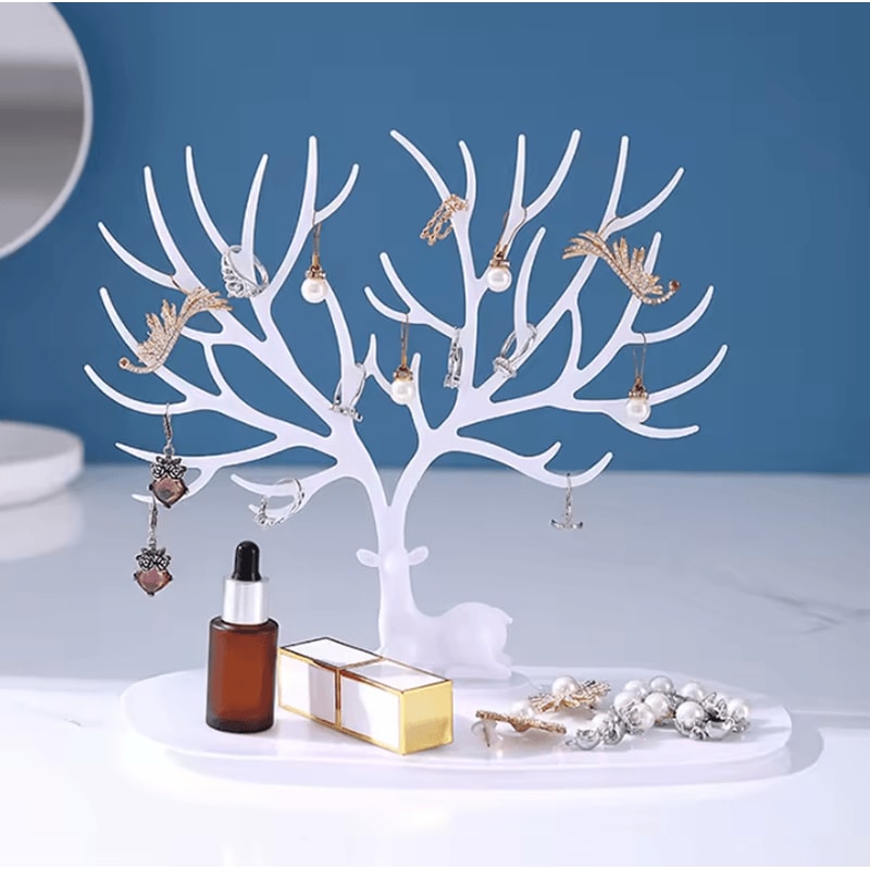 Jewelry Organizer Stand Tree With Tray Multi Storage Holder For Earrings Necklaces Rings 7