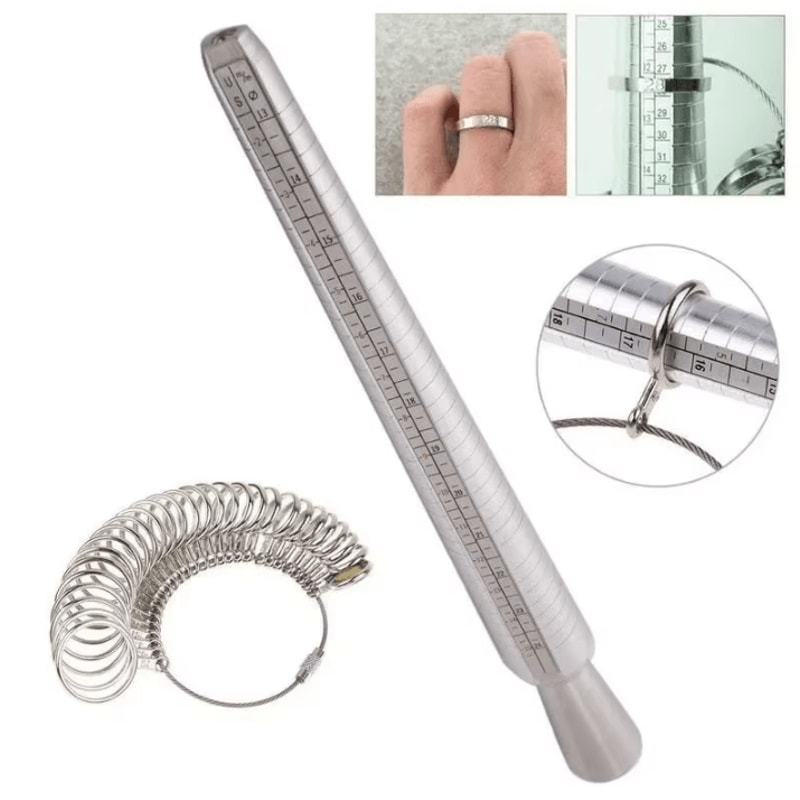 Metal Ring Sizer Measuring Tool Set Gauge Mandrel Stick Finger Tool Jewelry Making Equipments Acces 0
