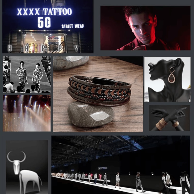 Mens Multi Layer Braided Leather Bracelet Magnetic Buckle Vintage Rope Wristband 3