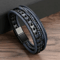 Mens Multi Layer Braided Leather Bracelet Magnetic Buckle Vintage Rope Wristband 7