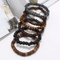 Vintage Braided Leather Bracelet Set For Men Wood Beads Wrap Wristband Fashion Armband 1