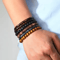 Vintage Braided Leather Bracelet Set For Men Wood Beads Wrap Wristband Fashion Armband 3