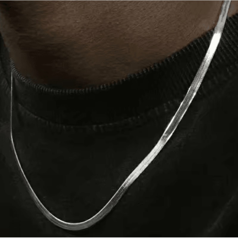 Gold Plated Snake Chain Necklace 3mm Flat Herringbone Choker For Men Women 1
