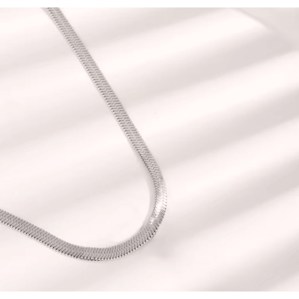 Gold Plated Snake Chain Necklace 3mm Flat Herringbone Choker For Men Women 3