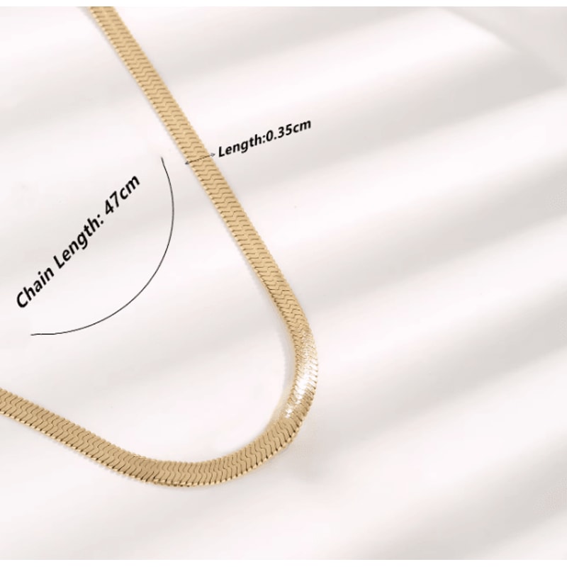 Gold Plated Snake Chain Necklace 3mm Flat Herringbone Choker For Men Women 4