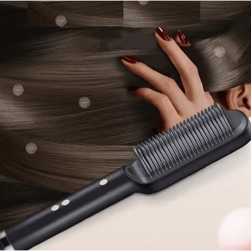 Professional Ceramic Hair Straightener Brush Fast Heating Electric Smoothing Comb 2