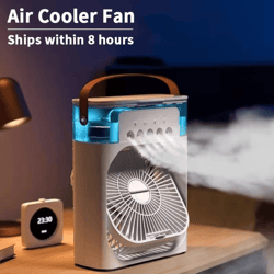 3-in-1 portable air cooler fan – mini air conditioner, humidifier & led night light