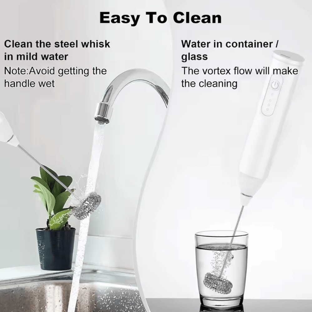 USB Rechargeable Milk Frother 3Speed Electric Coffee Foam Maker Handheld Mixer 3