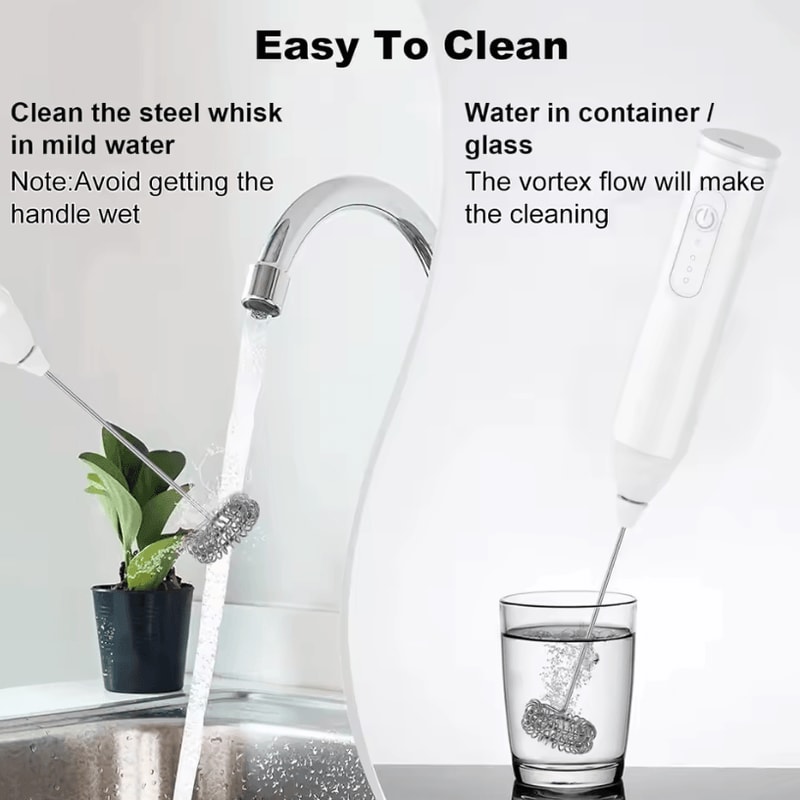 USB Rechargeable Milk Frother 3Speed Electric Coffee Foam Maker Handheld Mixer 3
