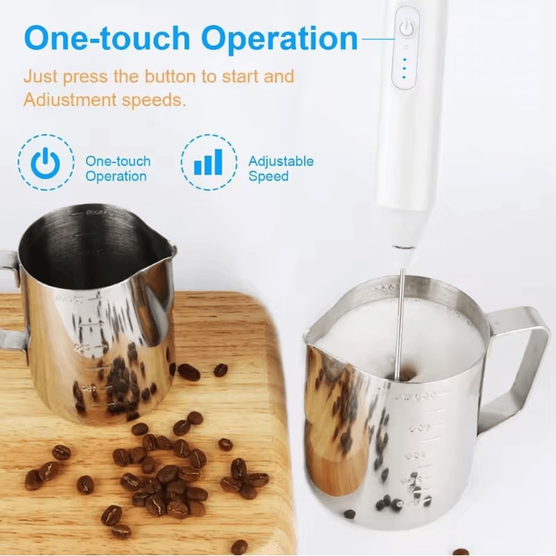 USB Rechargeable Milk Frother 3Speed Electric Coffee Foam Maker Handheld Mixer 4