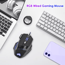 rgb wired gaming mouse – 5500 dpi ergonomic 7-button optical mouse for pc