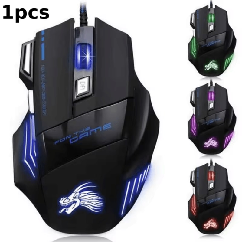 RGB Wired Gaming Mouse 5500 DPI Ergonomic 7Button Optical Mouse For PC 4