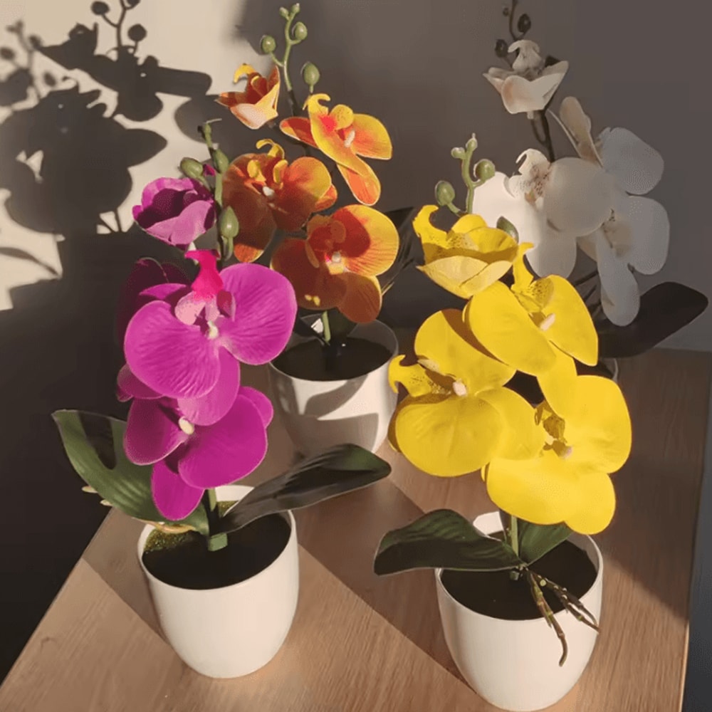 Artificial Butterfly Orchid Bonsai Elegant Potted Floral Decor For Home Office 0