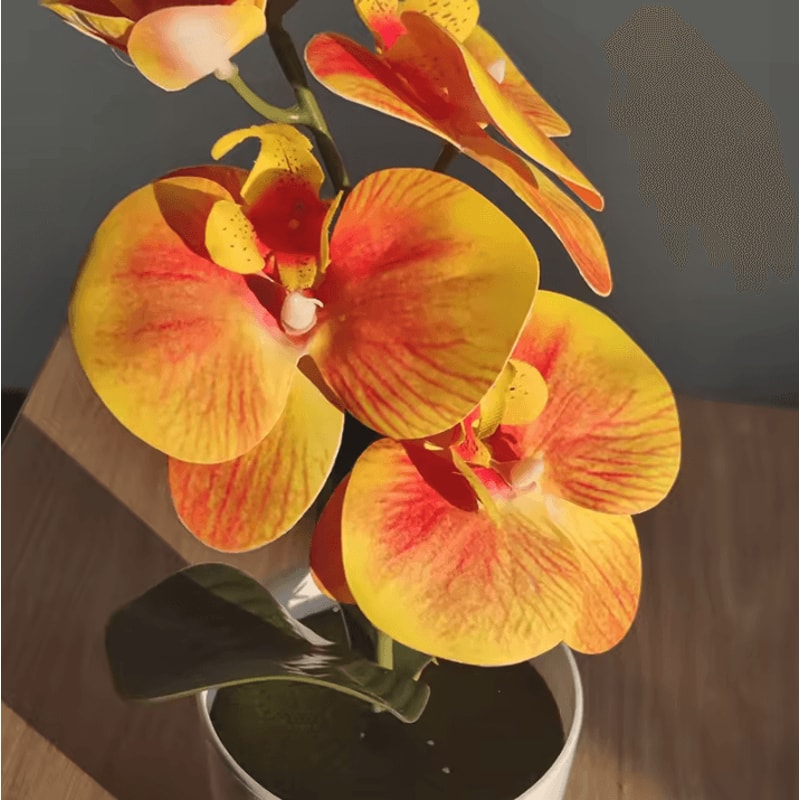 Artificial Butterfly Orchid Bonsai Elegant Potted Floral Decor For Home Office 3