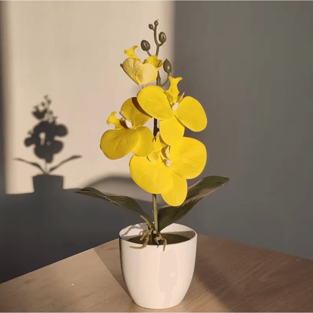 Artificial Butterfly Orchid Bonsai Elegant Potted Floral Decor For Home Office 7