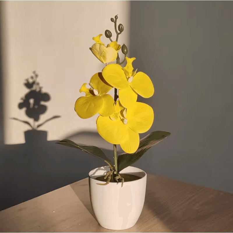Artificial Butterfly Orchid Bonsai Elegant Potted Floral Decor For Home Office 7