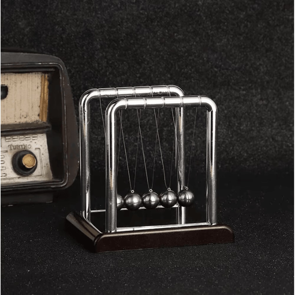 Newtons Cradle Desk Toy Kinetic Steel Balance Balls Physics Pendulum Decor 3
