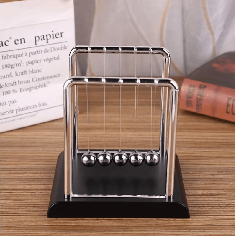 Newtons Cradle Desk Toy Kinetic Steel Balance Balls Physics Pendulum Decor 4