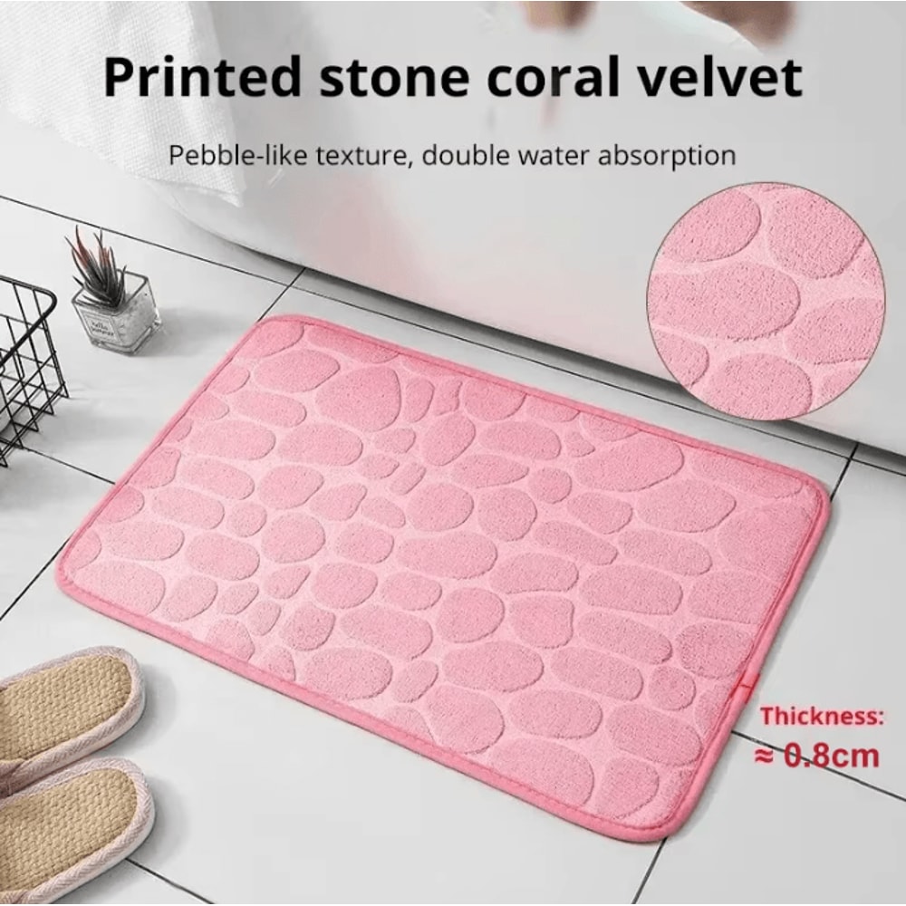 Embossed Pebble AntiSlip Floor Mat Soft Absorbent Bathroom Living Room Carpet 1