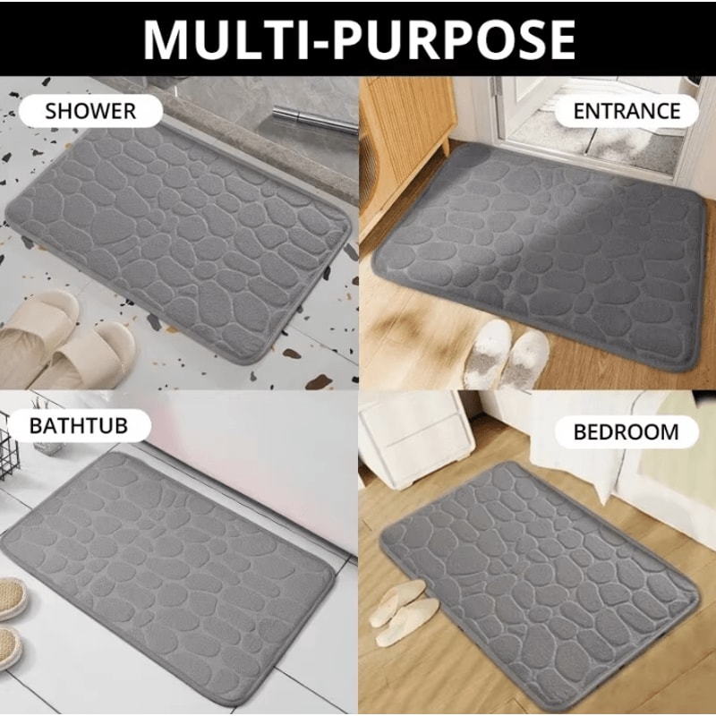 Embossed Pebble AntiSlip Floor Mat Soft Absorbent Bathroom Living Room Carpet 4