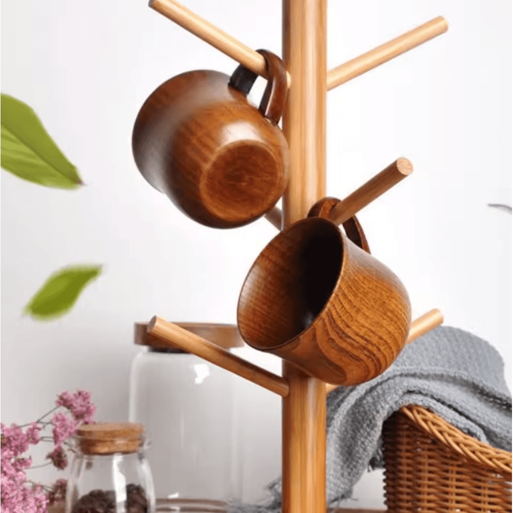 Handcrafted Wooden Mug Vintage Natural Wood Coffee Tea Cup Drinkware 3