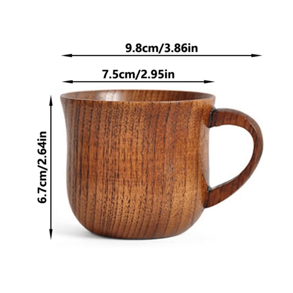 Handcrafted Wooden Mug Vintage Natural Wood Coffee Tea Cup Drinkware 5
