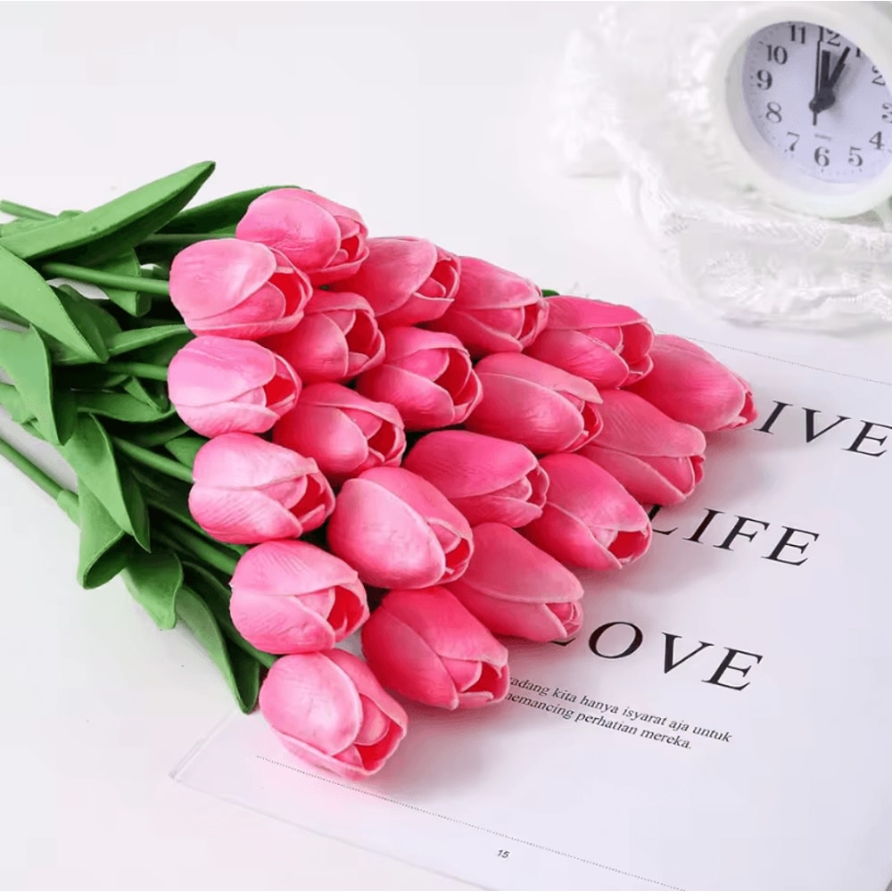 10Piece Real Touch Tulip Bouquet Lifelike Artificial Flowers For Home Wedding DIY Decor 2