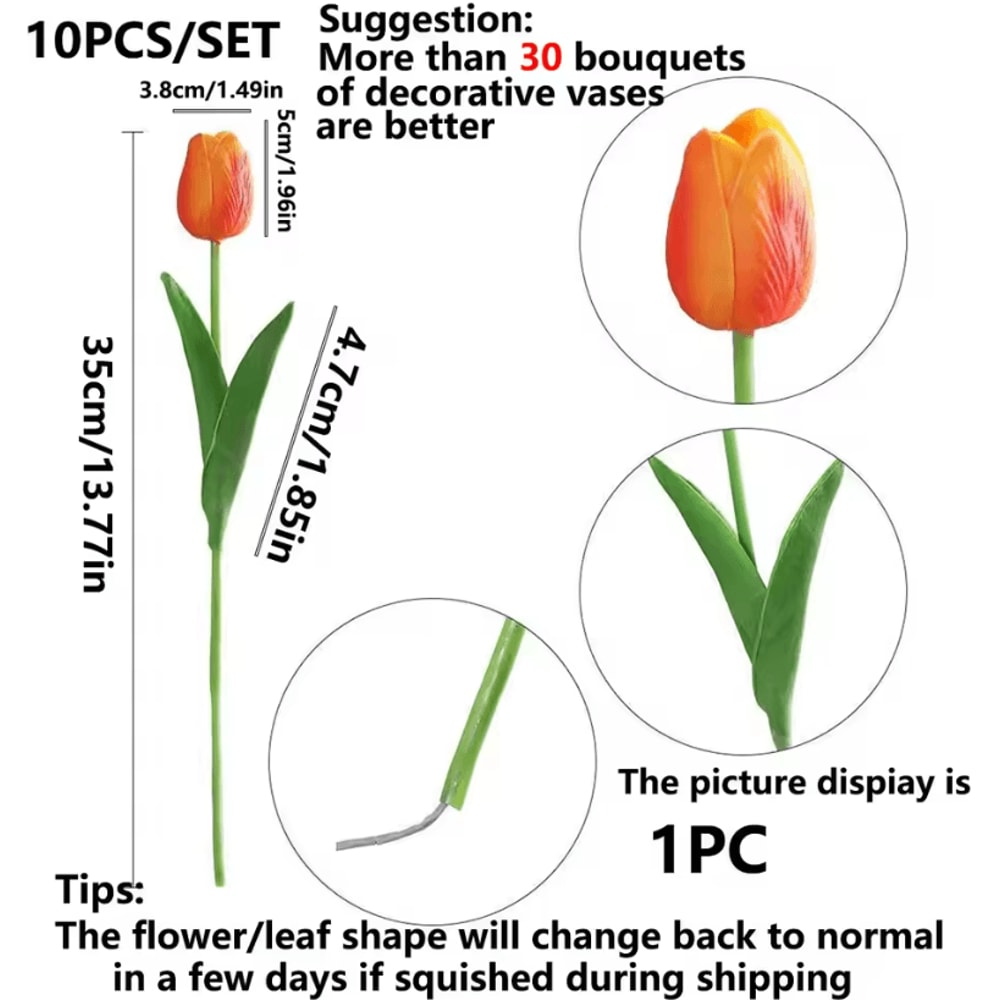 10Piece Real Touch Tulip Bouquet Lifelike Artificial Flowers For Home Wedding DIY Decor 4