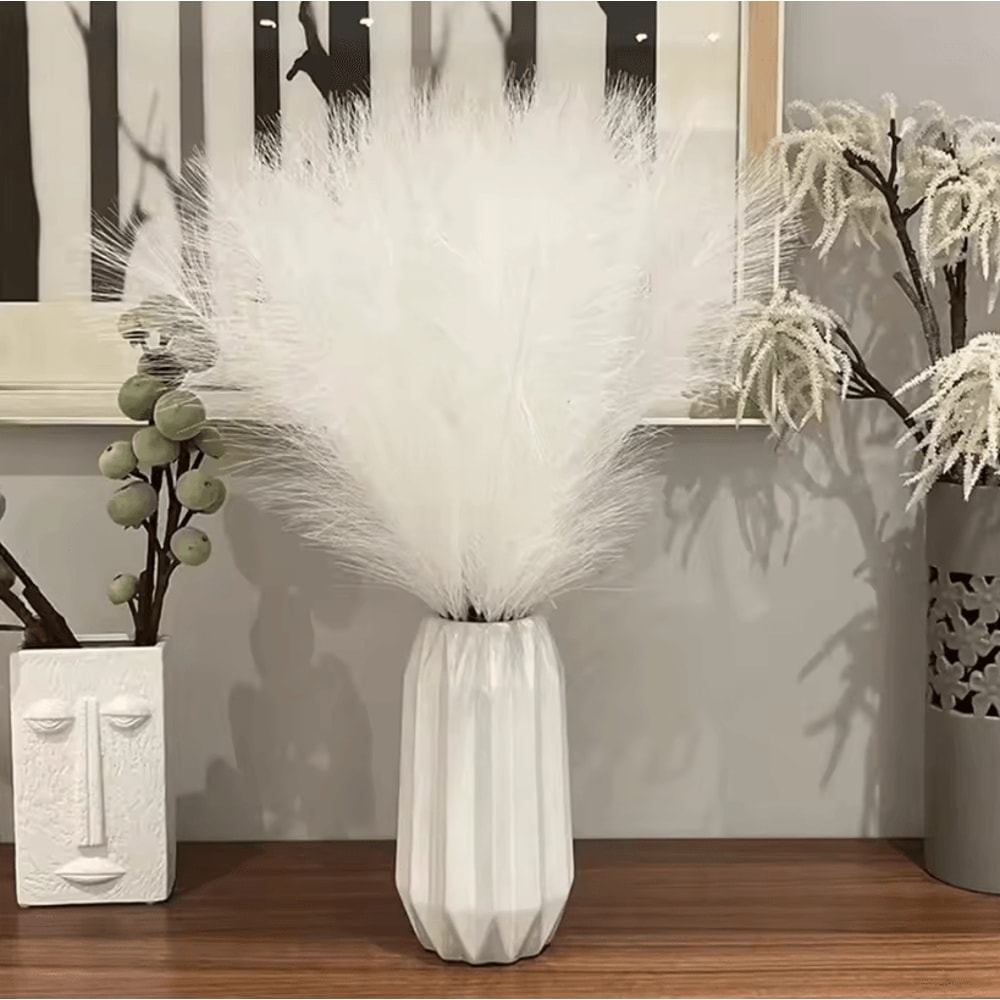 Artificial Pampas Grass Decor Set Fluffy Boho Vase Filler Stems For Home Wedding Styling 0