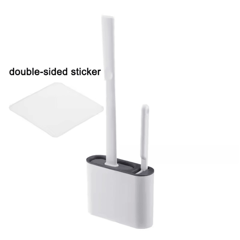 WallMounted Silicone Toilet Brush With Holder Long Handle Hygienic Bathroom Cleaning Tool 5