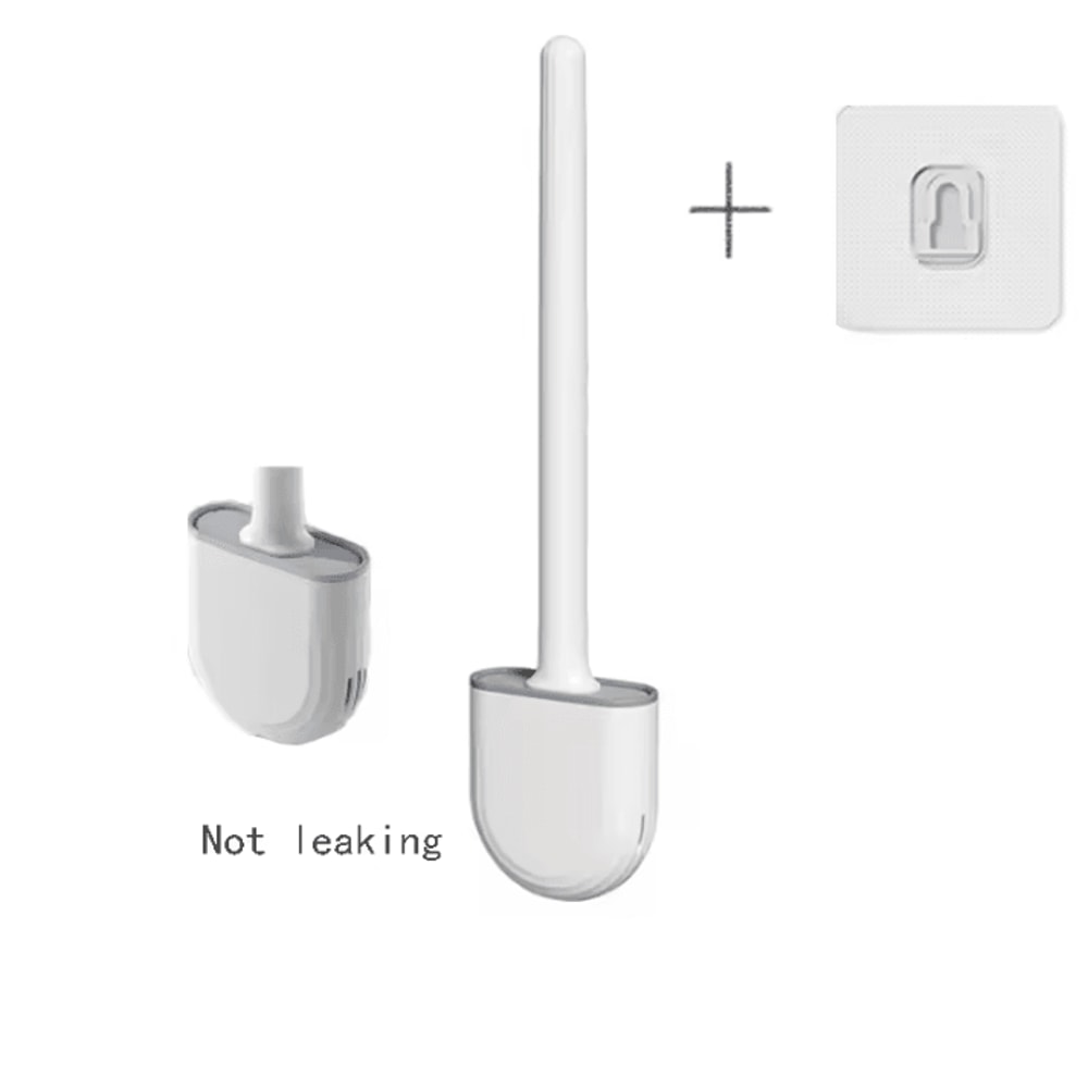 WallMounted Silicone Toilet Brush With Holder Long Handle Hygienic Bathroom Cleaning Tool 8
