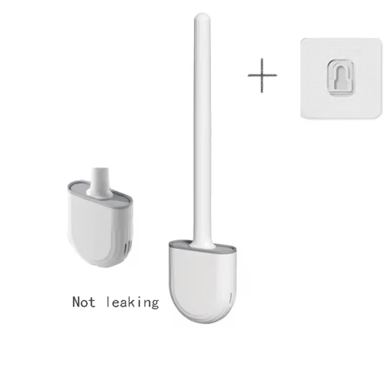 WallMounted Silicone Toilet Brush With Holder Long Handle Hygienic Bathroom Cleaning Tool 8