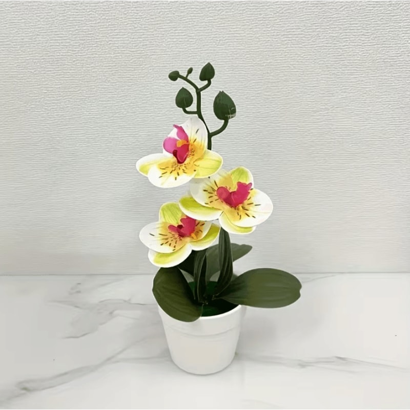 Artificial Orchid Flower Arrangement Elegant FadeResistant Home Office Table Decor 9