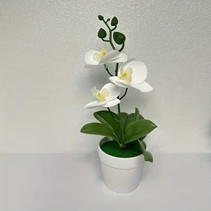 Artificial Orchid Flower Arrangement Elegant FadeResistant Home Office Table Decor 10