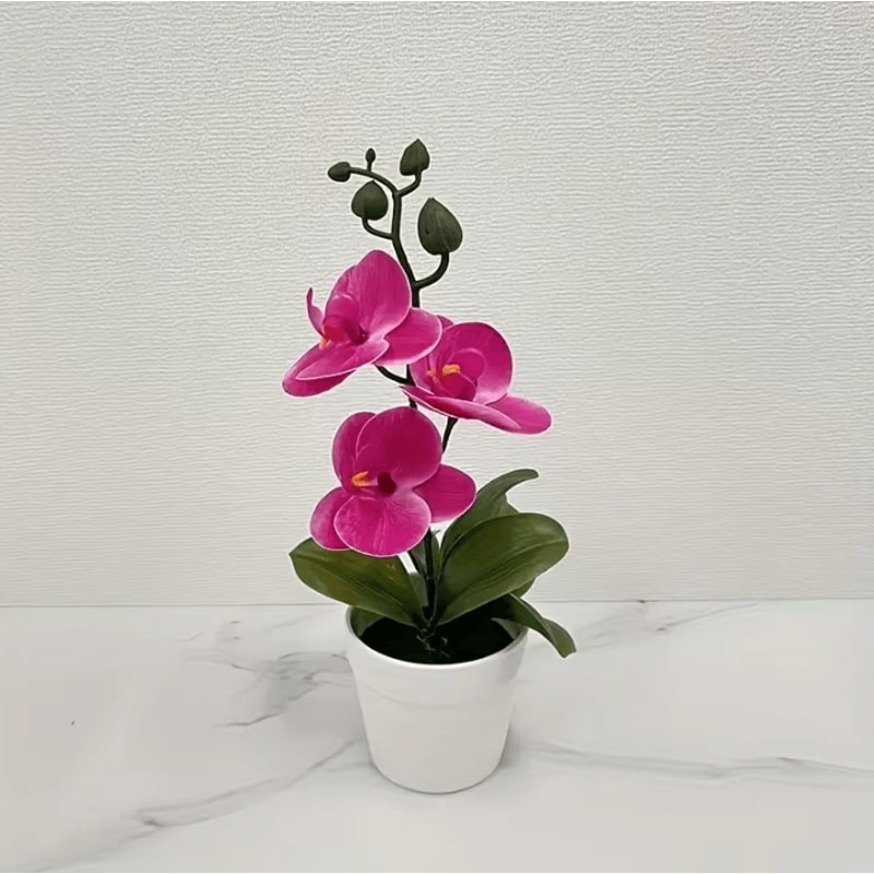 Artificial Orchid Flower Arrangement Elegant FadeResistant Home Office Table Decor 11