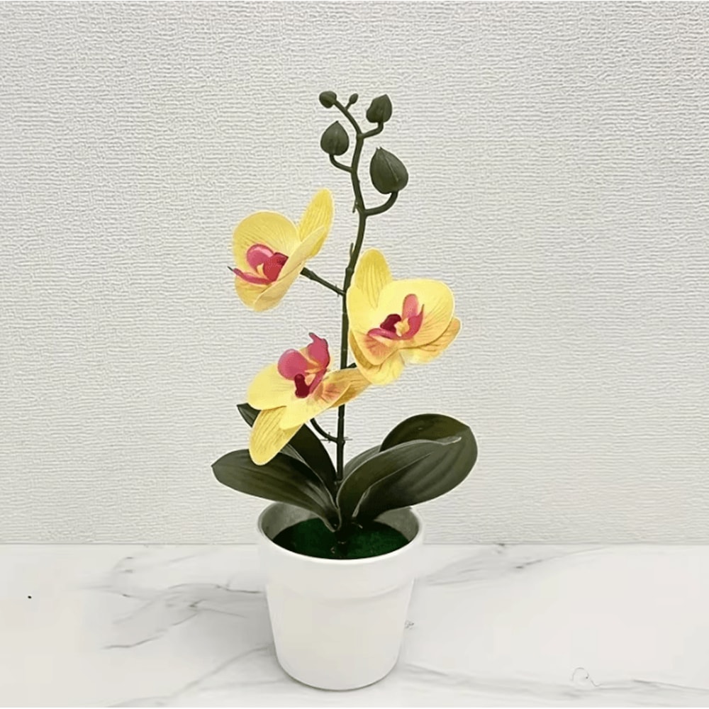 Artificial Orchid Flower Arrangement Elegant FadeResistant Home Office Table Decor 12