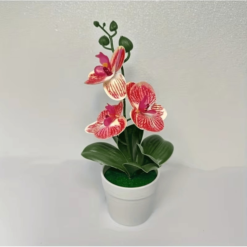 Artificial Orchid Flower Arrangement Elegant FadeResistant Home Office Table Decor 6