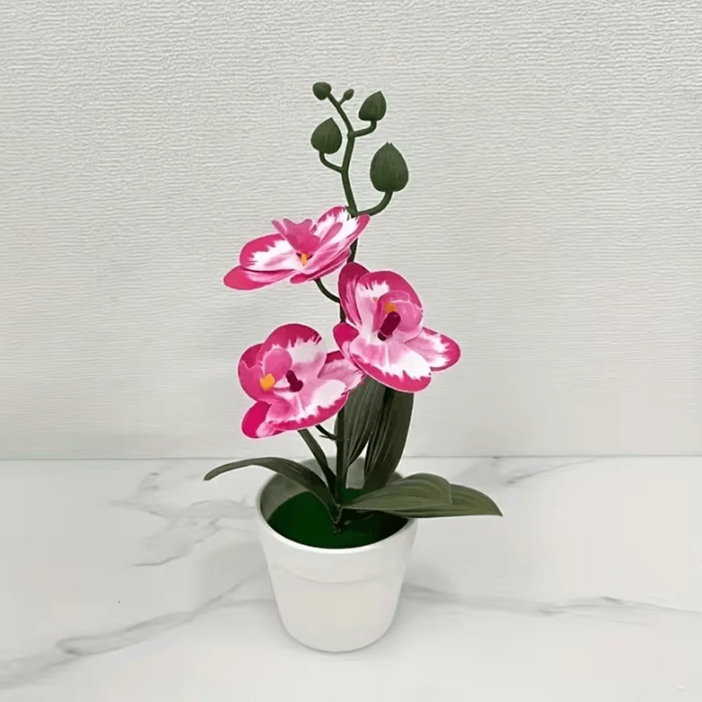 Artificial Orchid Flower Arrangement Elegant FadeResistant Home Office Table Decor 8