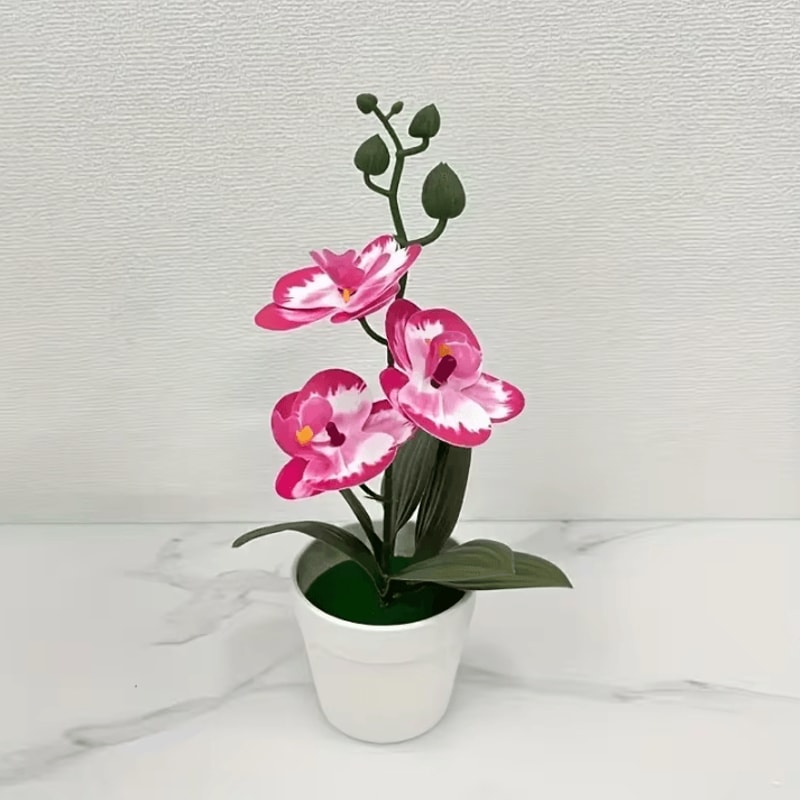 Artificial Orchid Flower Arrangement Elegant FadeResistant Home Office Table Decor 8