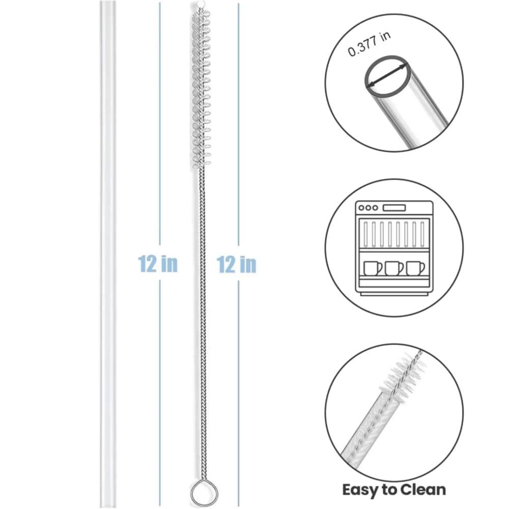 12Pack Replacement Straws For Stanley 40oz Tumbler Reusable Clear Plastic Straws With Cleaning Bru 3