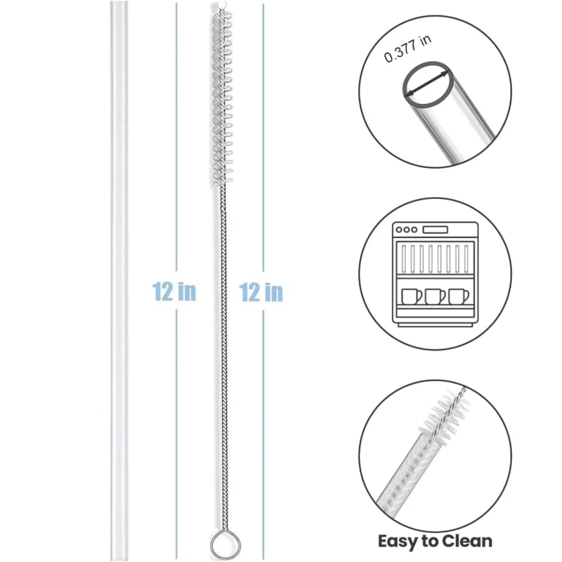 12Pack Replacement Straws For Stanley 40oz Tumbler Reusable Clear Plastic Straws With Cleaning Bru 3
